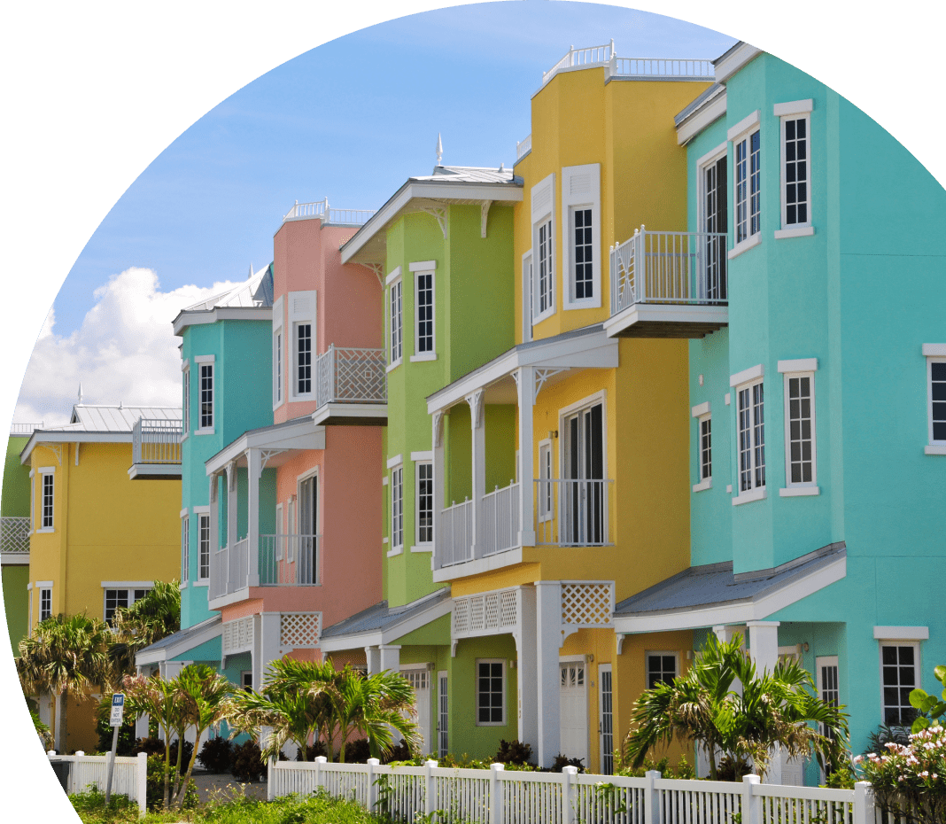 Multi-colored condominiums