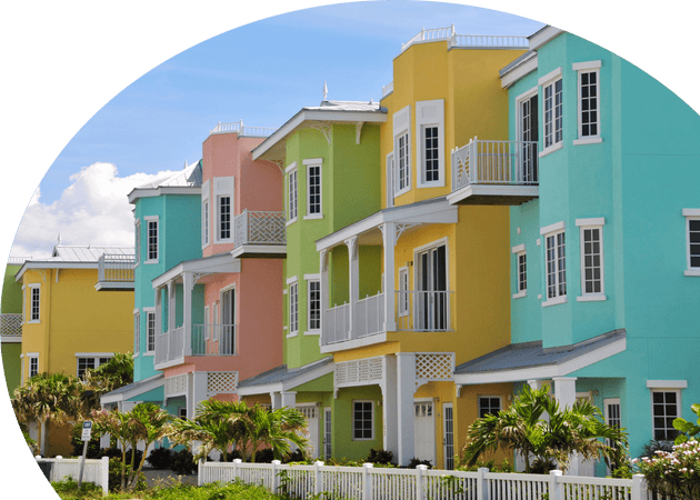 Multi-colored condominiums
