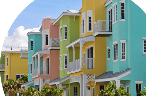 Multi-colored condominiums