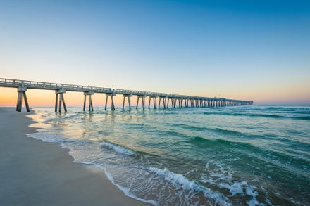 A boardwalk extending out over the ocean