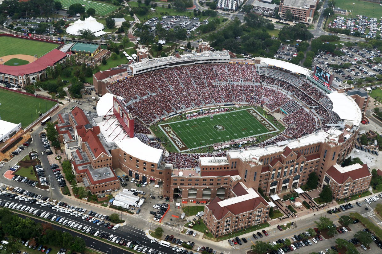 Doak Campbell Stadium and the Florida State University campus from the air
