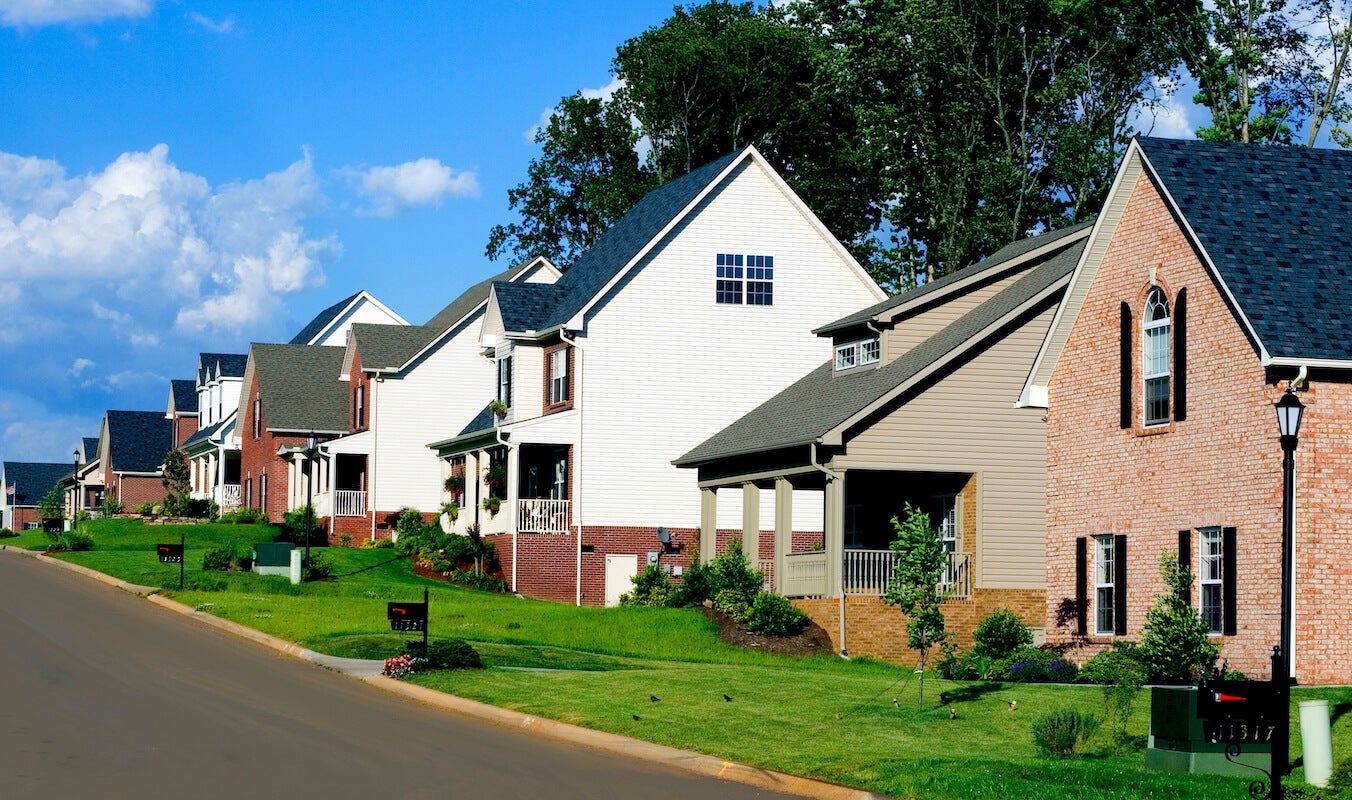 a row of nice two-story houses in a subdivision in the suburbs