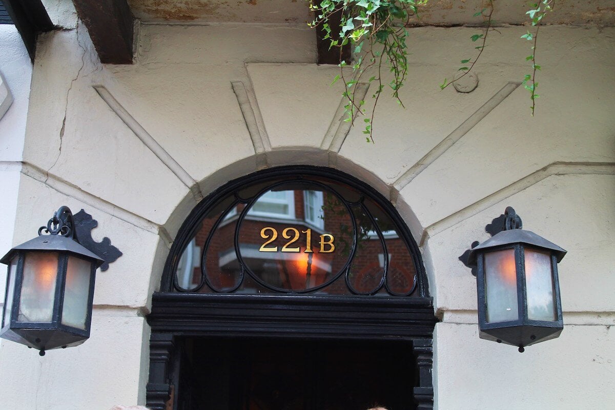 The fictional home of Arthur Conan Doyle's famous detective, Sherlock Holmes, 221B Baker Street, London