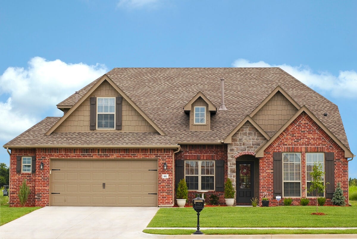 Exterior shot of a red brick house