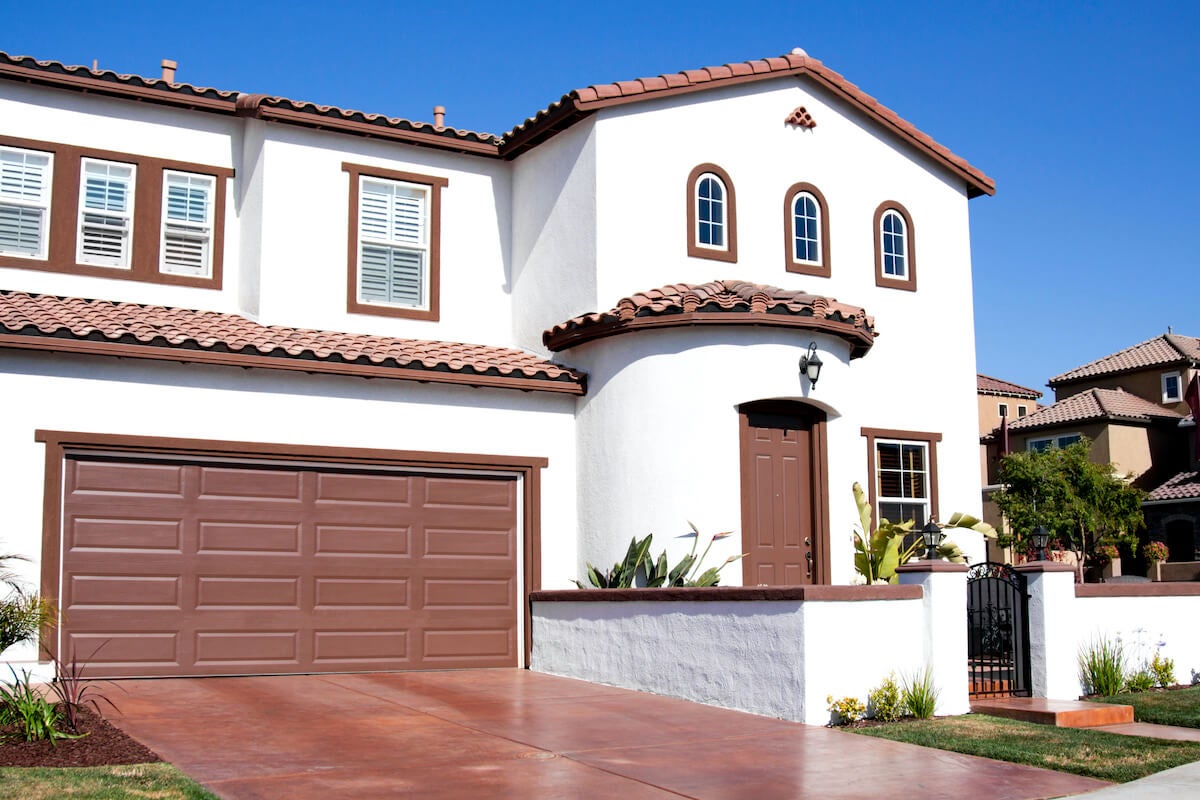 House with white stucco siding