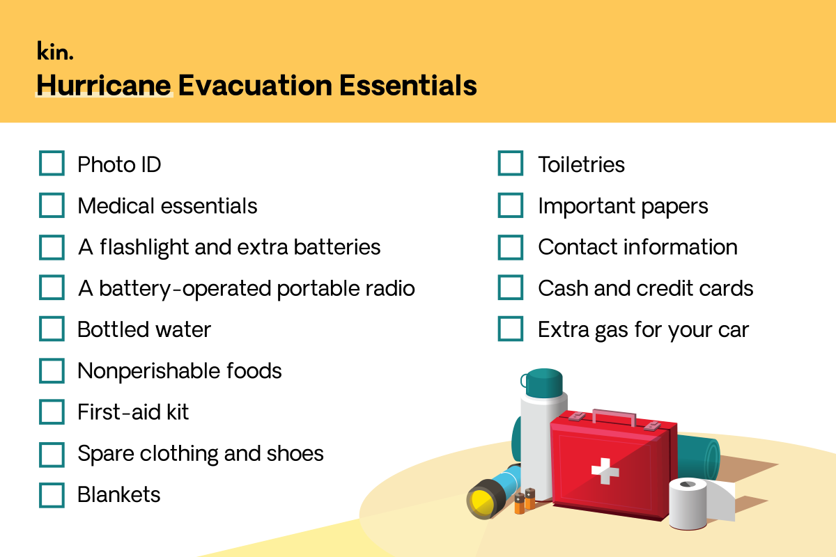A list of items you should have with you if you're evacuated
