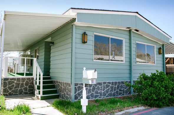 A modular home with covered porch