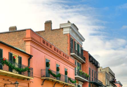 French Quarter building against a clear blue sky