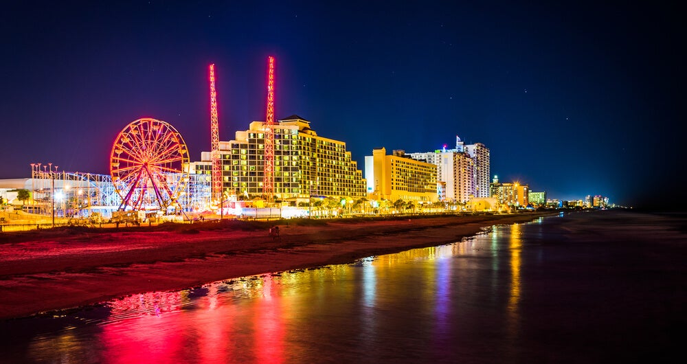 Daytona Beach beachfront at night