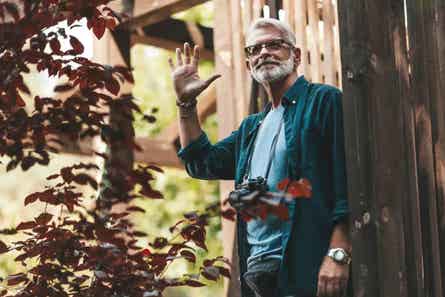 A neighbor waving 