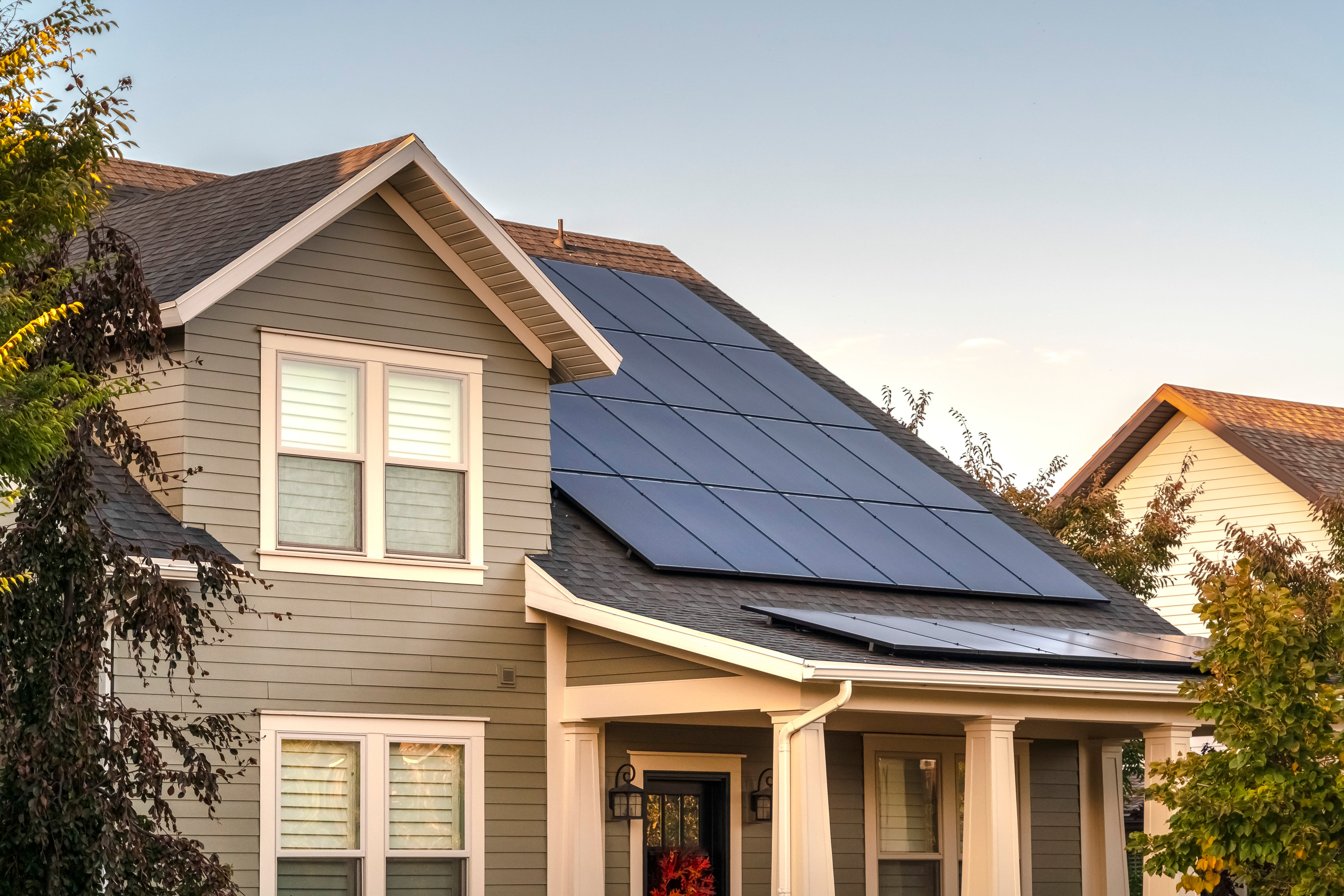 LEED certified home with solar panels