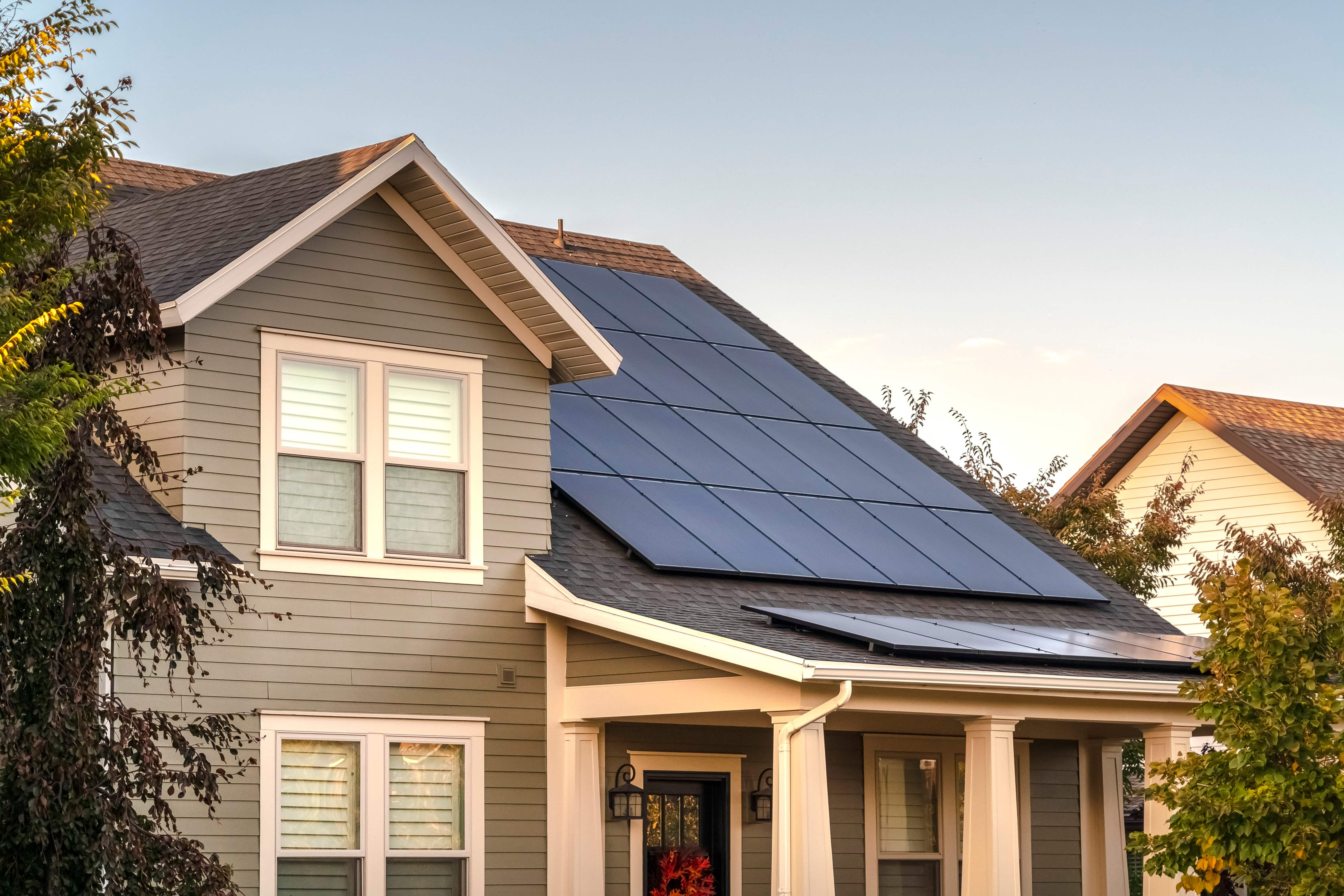 A home with solar panels on the roof